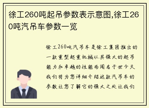 徐工260吨起吊参数表示意图,徐工260吨汽吊车参数一览